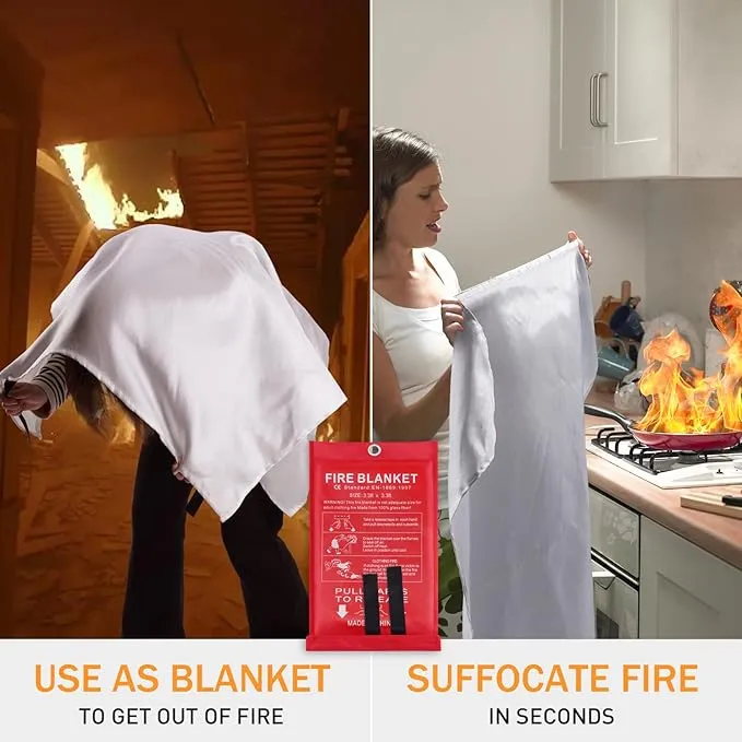 Emergency Fire Blankets for Camping Grill Emergency Fire Retardant Blanket for Home Fireproof Blanket for Home, Kitchen, Car, Picnic, Office, Warehouse, School