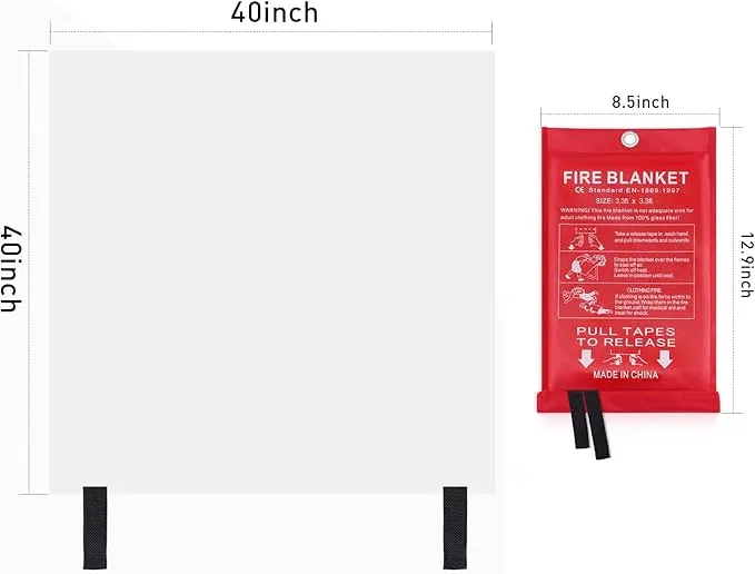 Emergency Fire Blankets for Camping Grill Emergency Fire Retardant Blanket for Home Fireproof Blanket for Home, Kitchen, Car, Picnic, Office, Warehouse, School