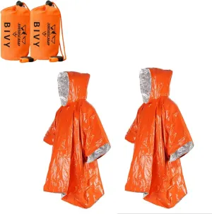 Emergency Poncho, 48.8 x 39 In Hiking Poncho with Drawstring Bag and Whistle for Car Activities,Camping Gear