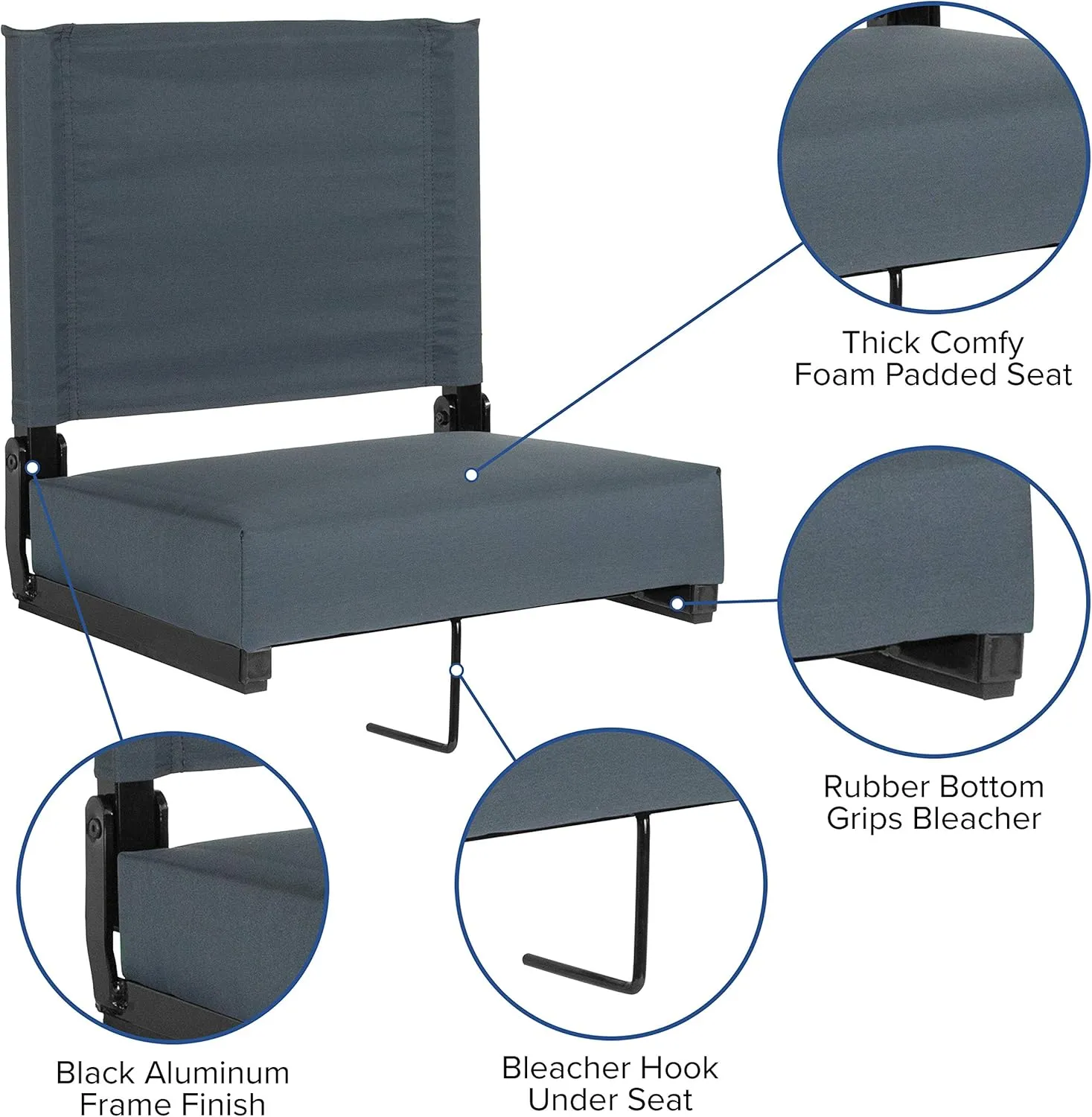 EMMA   OLIVER Lightweight Stadium Chair with Ultra-Padded Seat, 500 lb. Rated