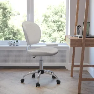 EMMA   OLIVER Mid-Back White Mesh Padded Swivel Task Office Chair with Chrome Base