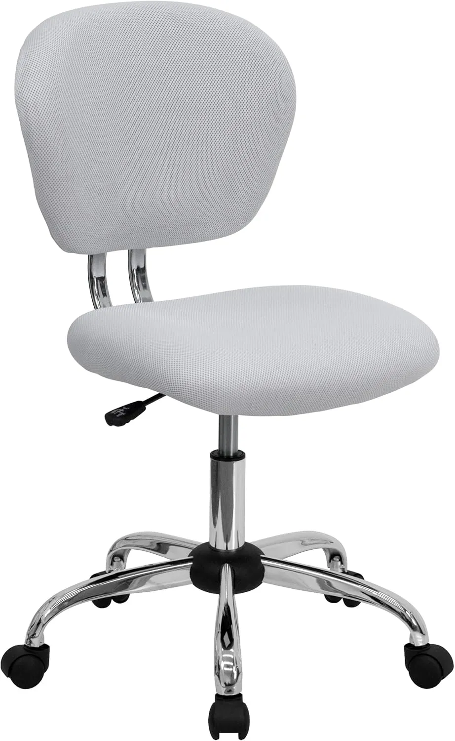EMMA   OLIVER Mid-Back White Mesh Padded Swivel Task Office Chair with Chrome Base
