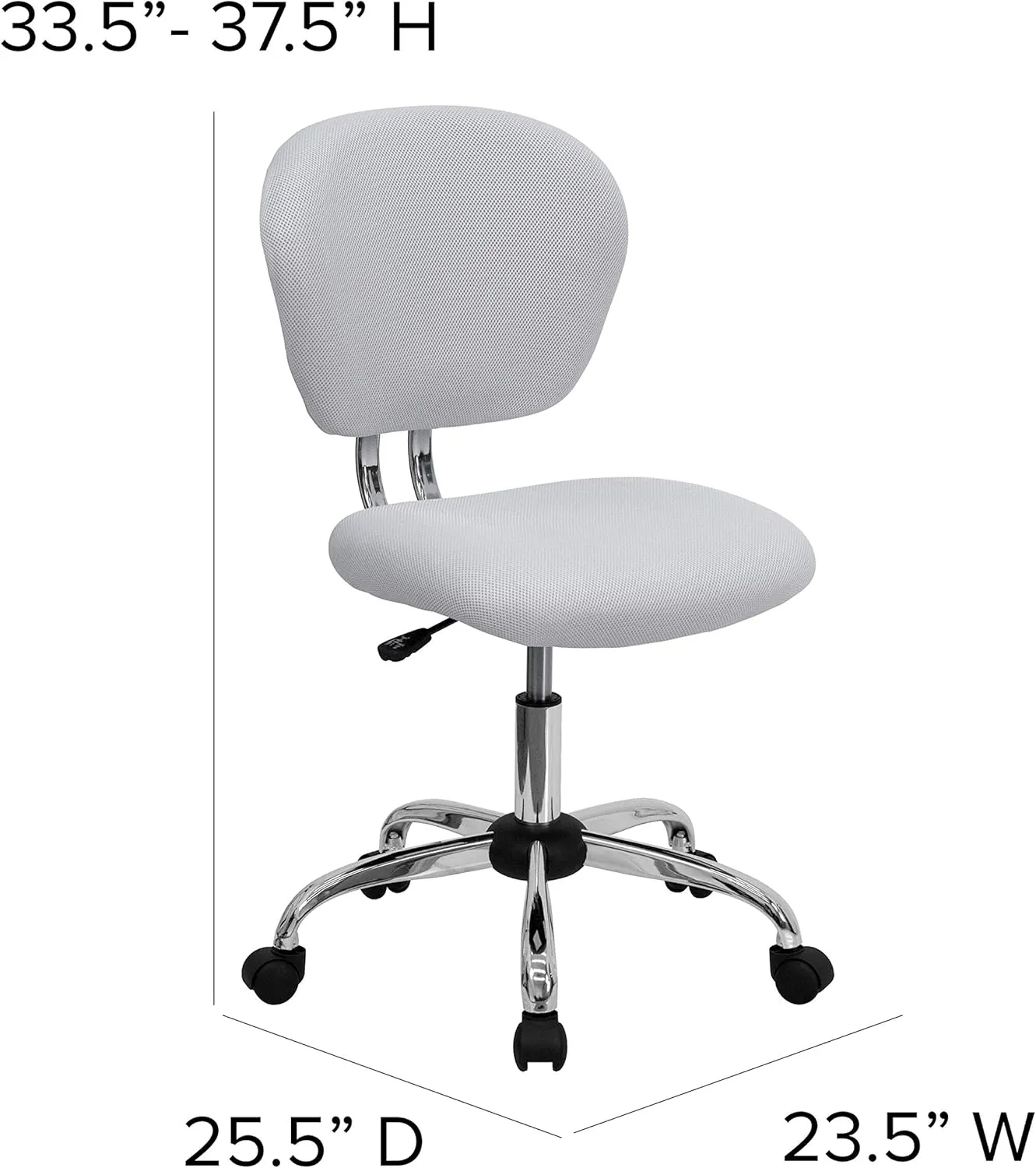 EMMA   OLIVER Mid-Back White Mesh Padded Swivel Task Office Chair with Chrome Base