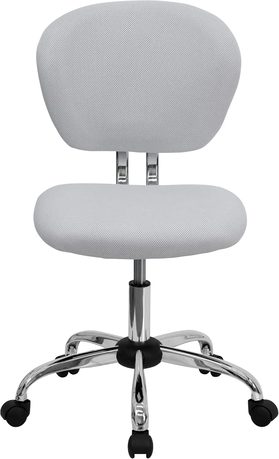 EMMA   OLIVER Mid-Back White Mesh Padded Swivel Task Office Chair with Chrome Base