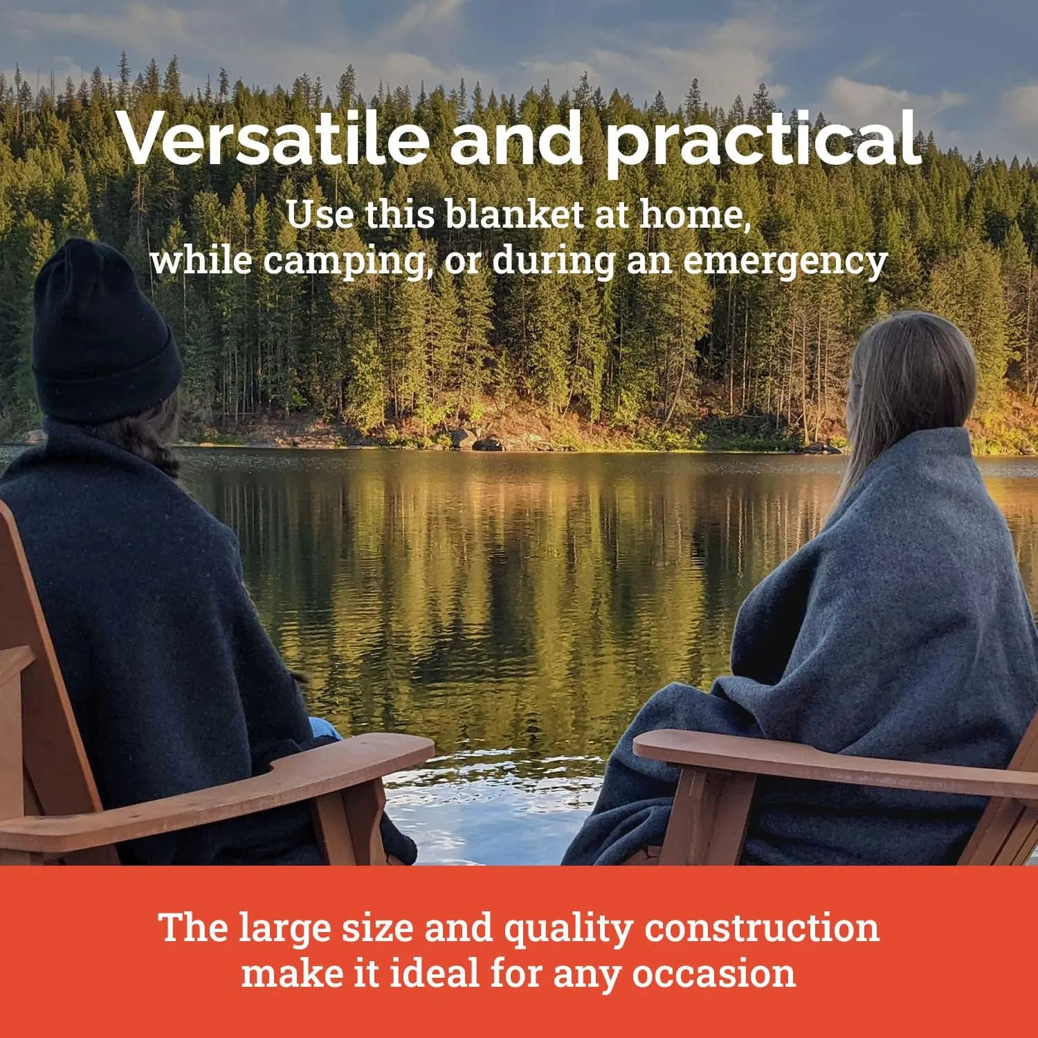 EPG Extra Large Wool Blanket with Zippered Bag | Warm, Comfortable, Stylish, Military | XL Queen/King - 72 x 92 in, 80% Wool, 5.35 lbs | Camping, Outdoor, Bedding, Emergency, Survival, Cabin, RV
