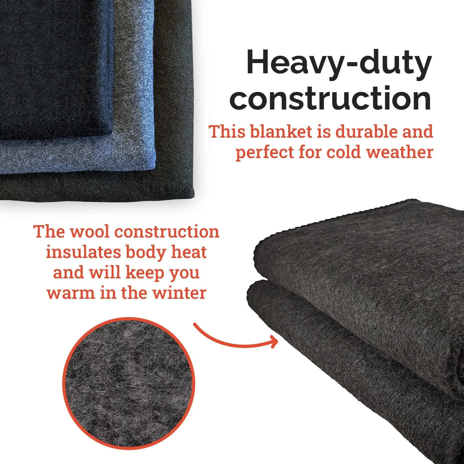 EPG Extra Large Wool Blanket with Zippered Bag | Warm, Comfortable, Stylish, Military | XL Queen/King - 72 x 92 in, 80% Wool, 5.35 lbs | Camping, Outdoor, Bedding, Emergency, Survival, Cabin, RV