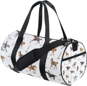 Equestrian Sport Horse Riders Duffel Bag Canvas Travel Weekender Luggage Gym Handbag for Men Women