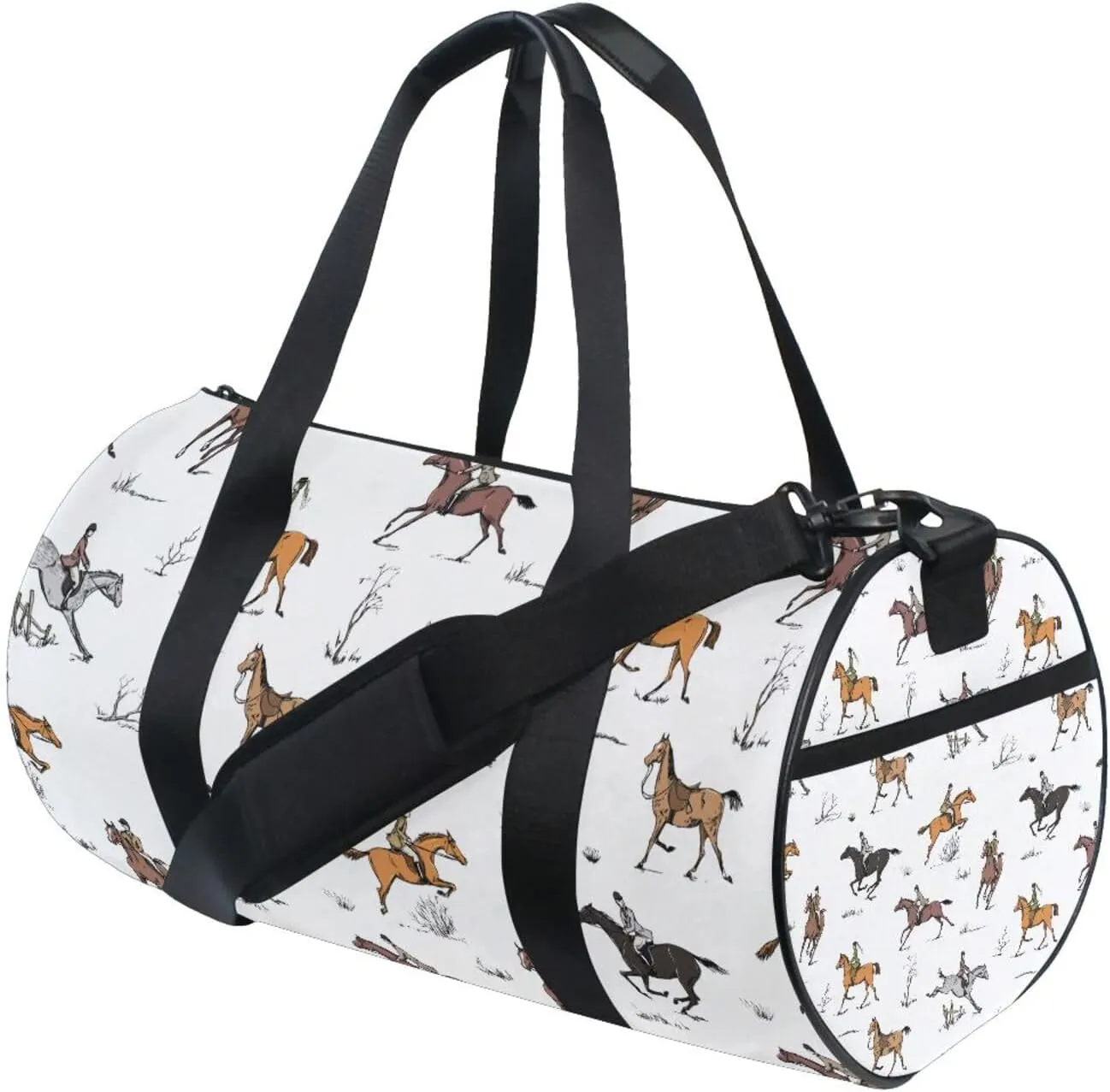 Equestrian Sport Horse Riders Duffel Bag Canvas Travel Weekender Luggage Gym Handbag for Men Women