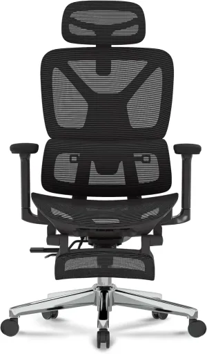 ErgoChair Ultra Big and Tall Ergonomic Office Chair, Swivel Computer Chairs Desk Chair, with 2D Dynamic Lumbar Support/Footrest/3D Headrest/Heavy Duty Metal Base, Mesh Seat Cushion, Black