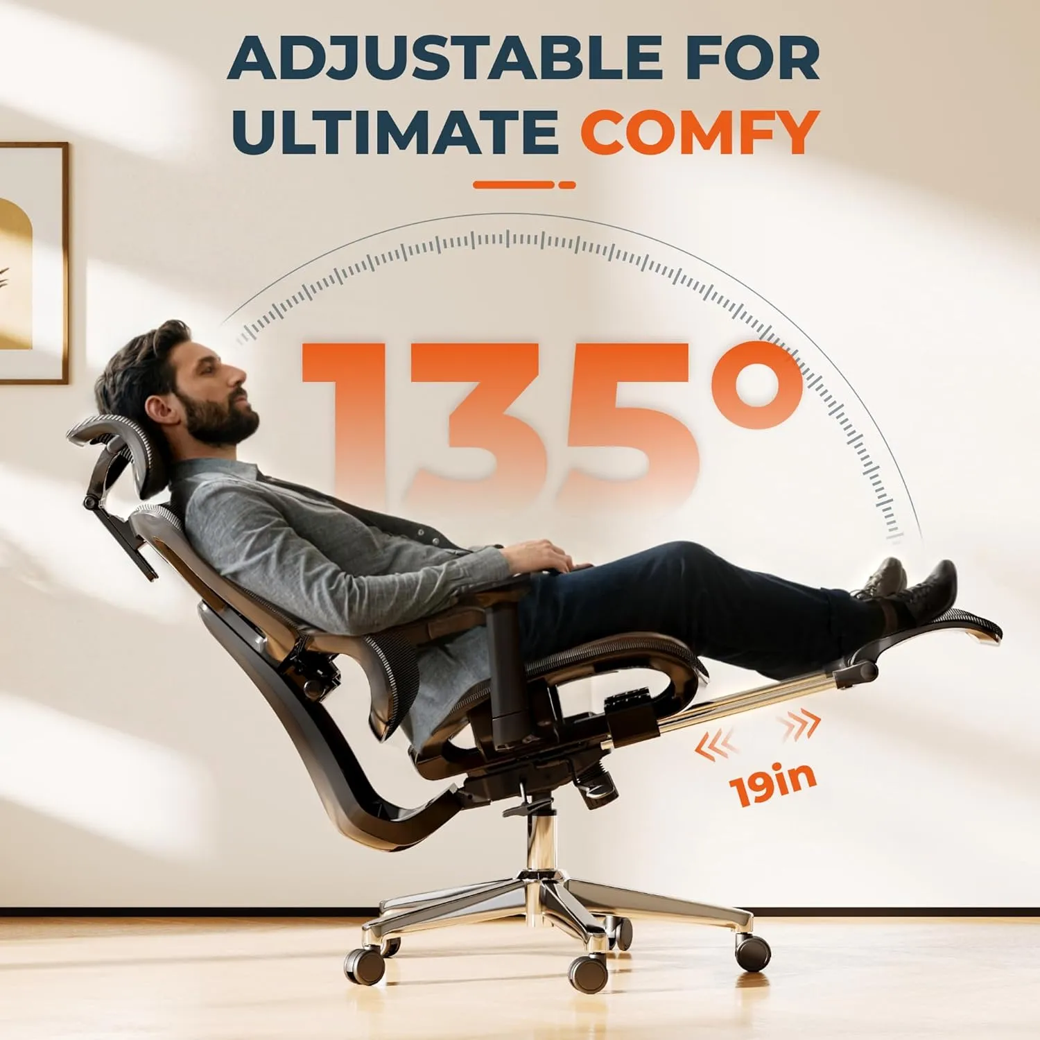 ErgoChair Ultra Big and Tall Ergonomic Office Chair, Swivel Computer Chairs Desk Chair, with 2D Dynamic Lumbar Support/Footrest/3D Headrest/Heavy Duty Metal Base, Mesh Seat Cushion, Black
