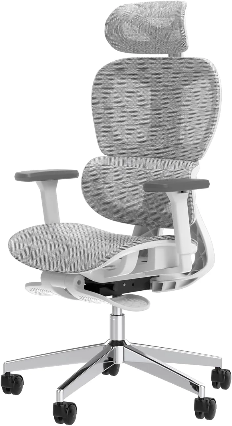 Ergonomic Mesh Office Chair with 3D Adjustable Armrest,High Back Desk Computer Chair Ergo3d Ergonomic Chairs with Wheels for Home & Office White