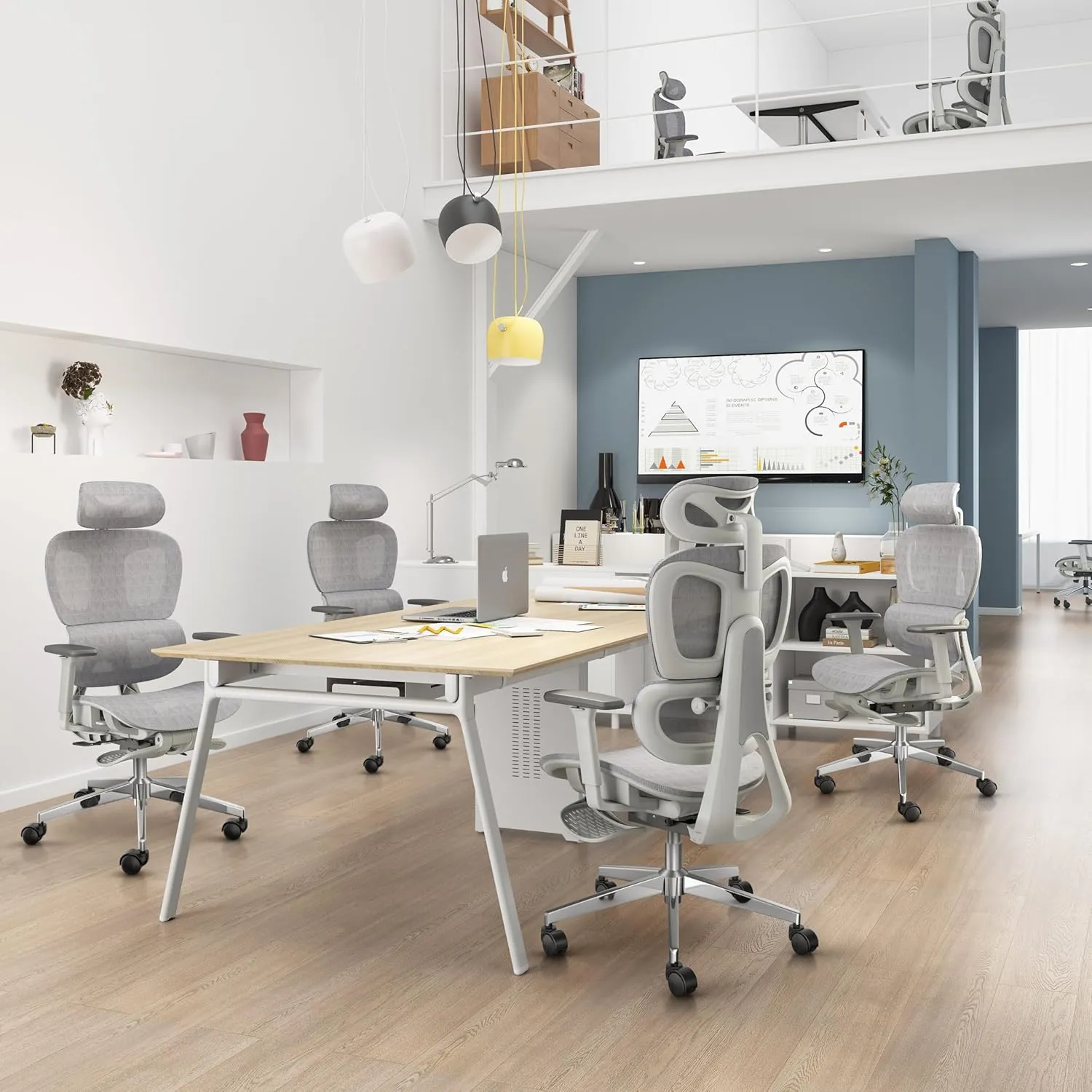 Ergonomic Mesh Office Chair with 3D Adjustable Armrest,High Back Desk Computer Chair Ergo3d Ergonomic Chairs with Wheels for Home & Office White
