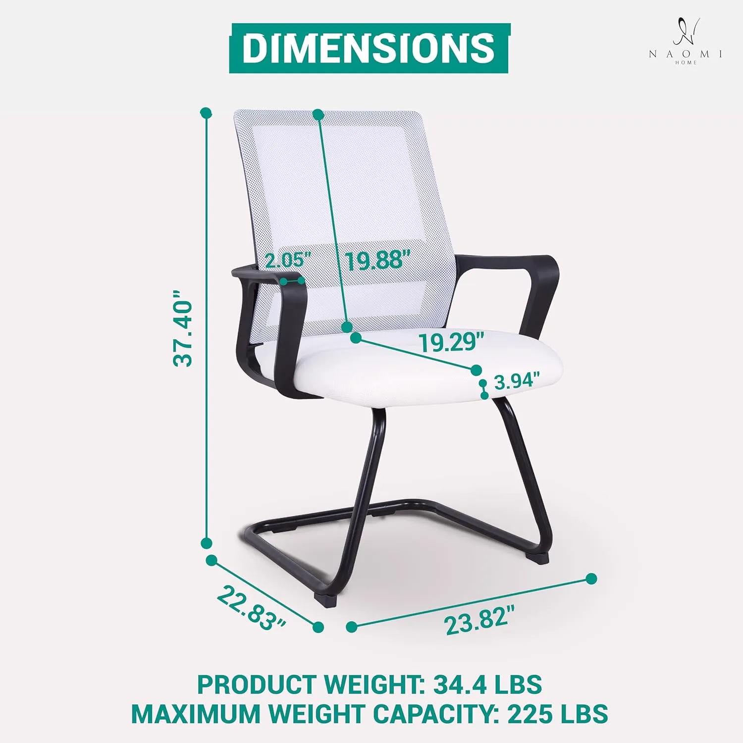 Ergonomic Office Chair | Breathable Mesh Office Guest Chair, Medical Waiting Room Chairs, Reception Chair Support - White