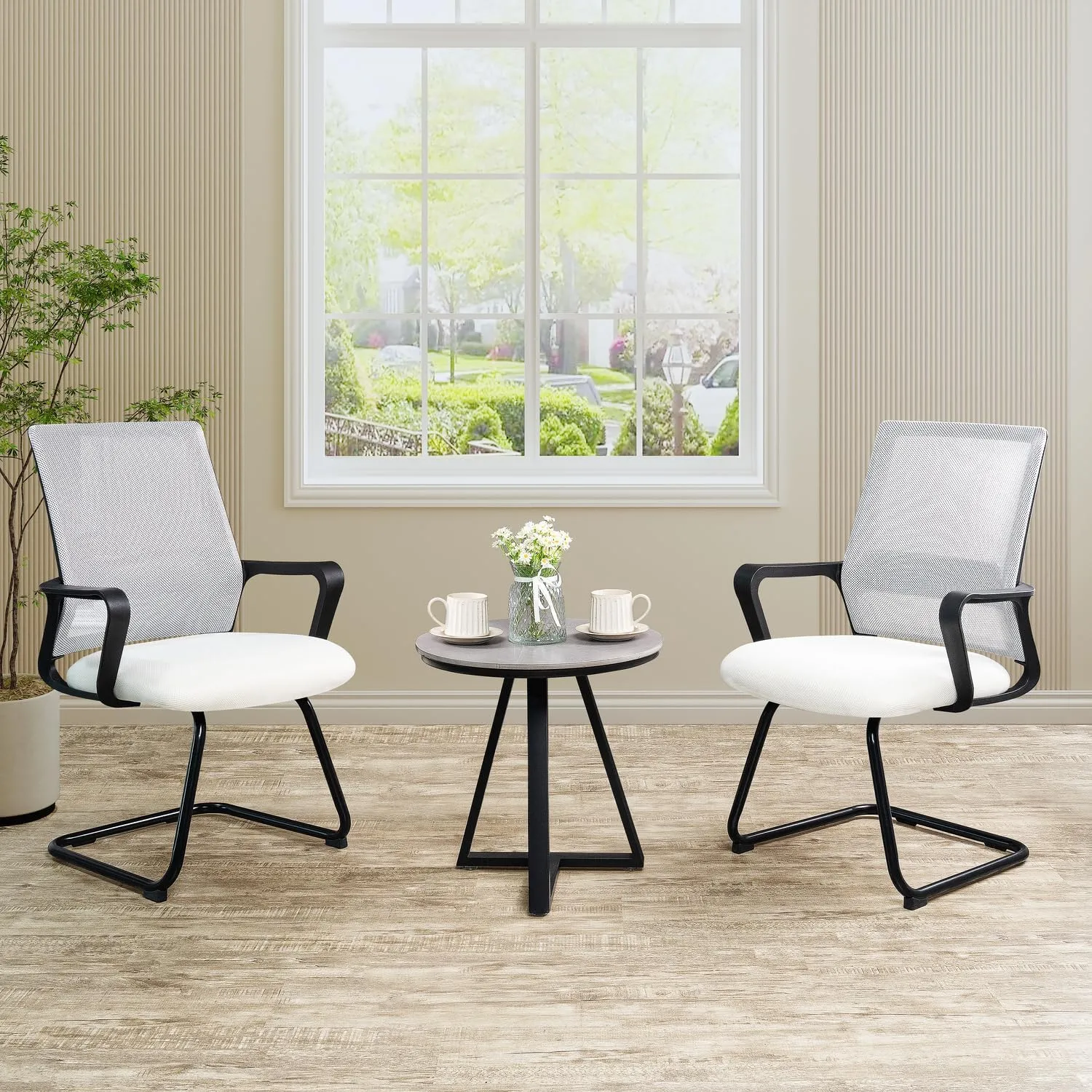Ergonomic Office Chair | Breathable Mesh Office Guest Chair, Medical Waiting Room Chairs, Reception Chair Support - White