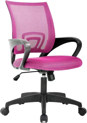 Ergonomic Office Chair Desk Chair Mesh Computer Chair with Lumbar Support Executive Rolling Swivel Adjustable Home Mid Back Task Chair for Women Adults, Pink
