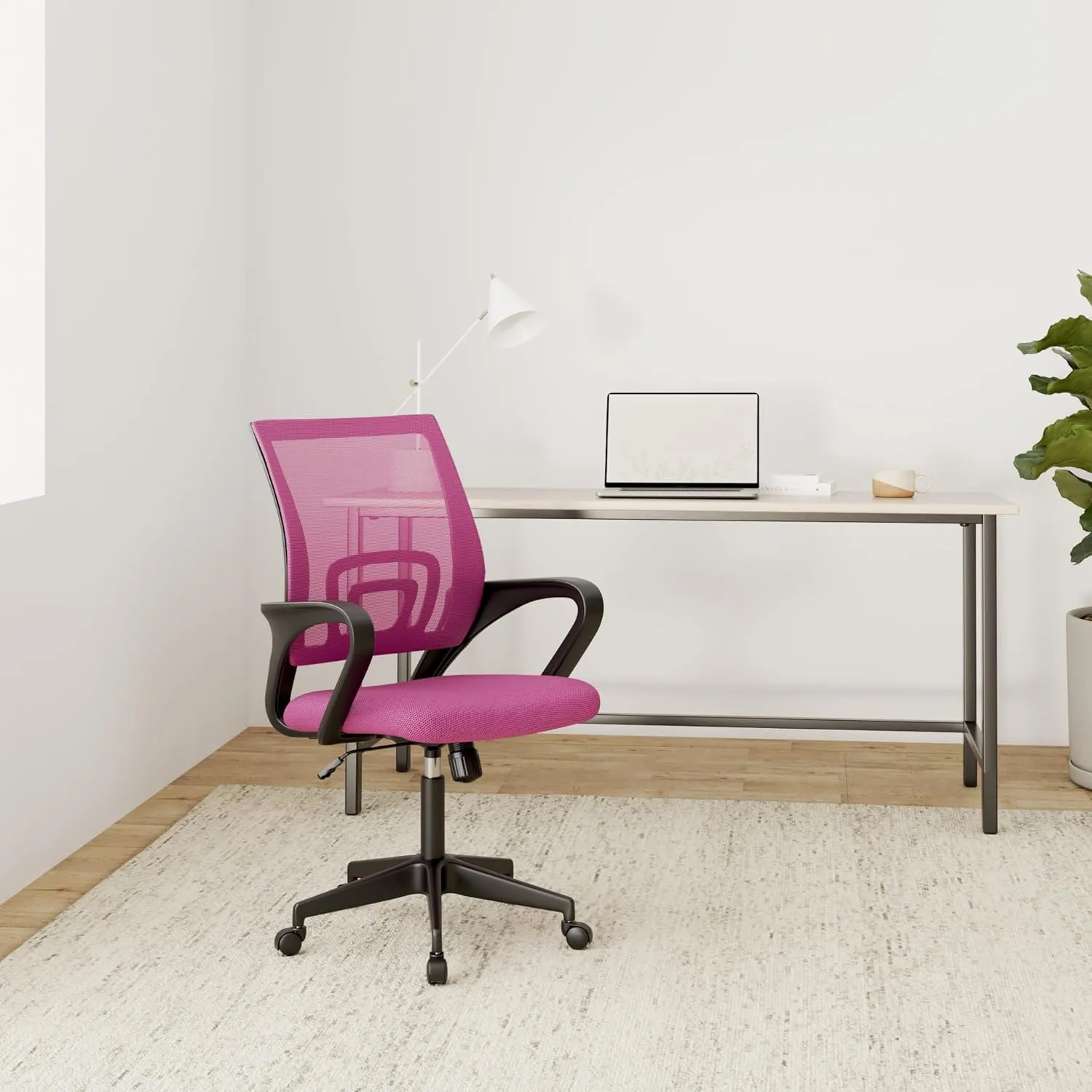 Ergonomic Office Chair Desk Chair Mesh Computer Chair with Lumbar Support Executive Rolling Swivel Adjustable Home Mid Back Task Chair for Women Adults, Pink