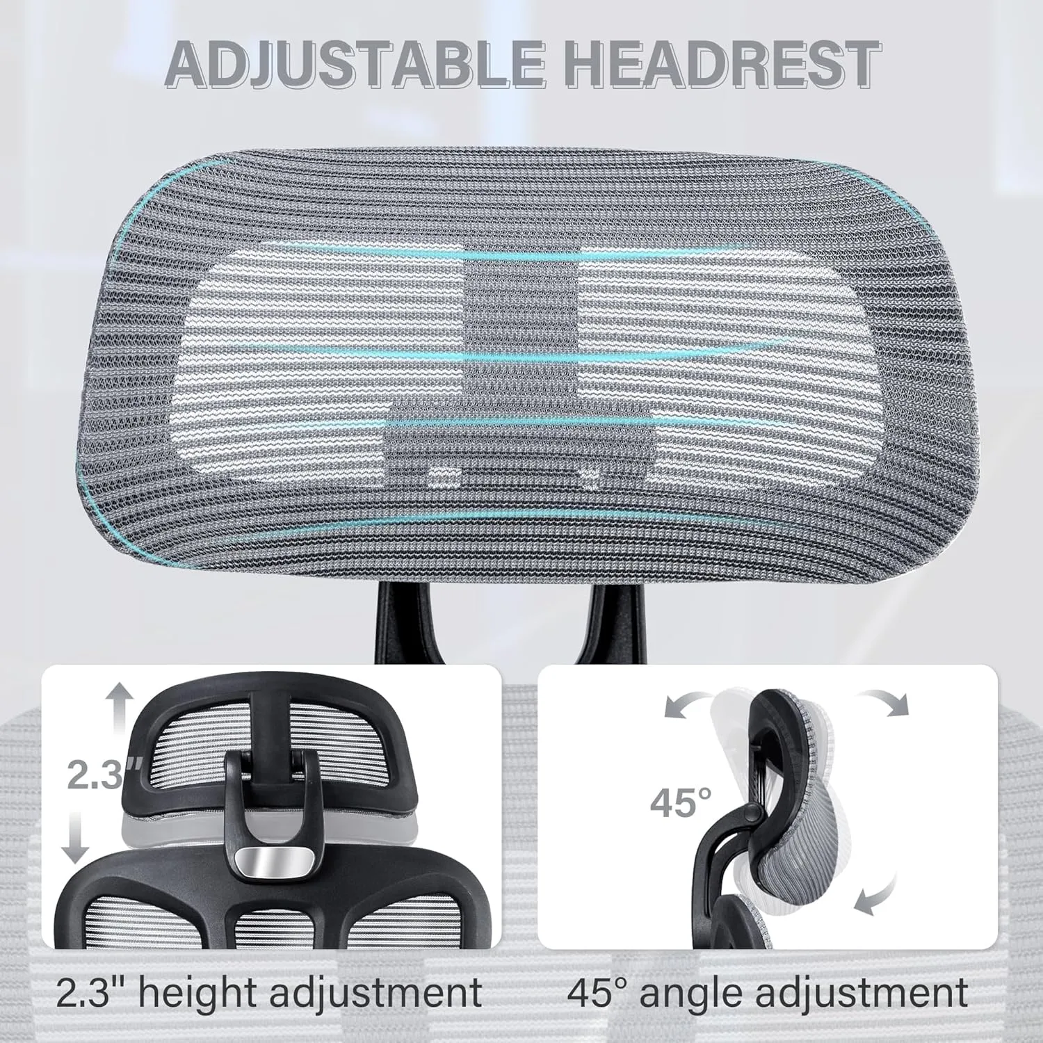 Ergonomic Office Chair with Footrest, High Back Computer Office Chair with Dynamic Lumbar Support, 2D Headrest, 4D Armrest, Sponge Seat, Mesh Home Office Desk Chair for Adults, Dark Grey