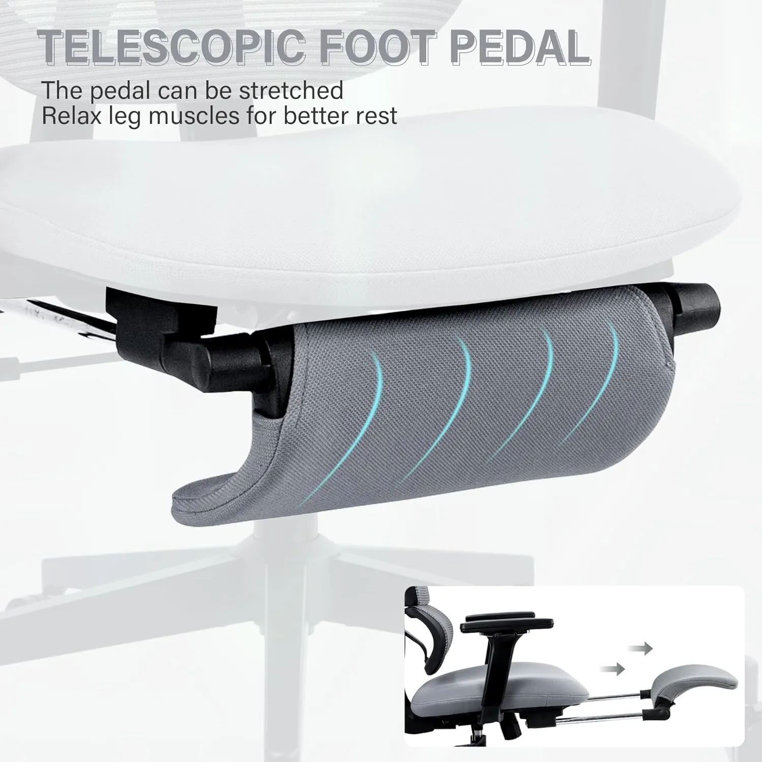 Ergonomic Office Chair with Footrest, High Back Computer Office Chair with Dynamic Lumbar Support, 2D Headrest, 4D Armrest, Sponge Seat, Mesh Home Office Desk Chair for Adults, Dark Grey