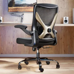 Ergonomic Office Chair - X-Shaped Computer Desk Chair Comfy, Gaming Chair, Office Chair with Lumbar Support, Mesh Office Chairs, Desk Chair for Long Hours(Black Gold)