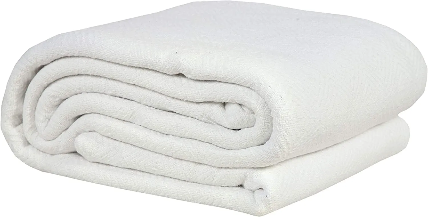 EUROTEX 100% Cotton Twin Size Blanket - Soft, Breathable, Lightweight for Summer, Spring, Fall; Diamond Weave for Bed, Couch, Sofa (White 66x90 in)