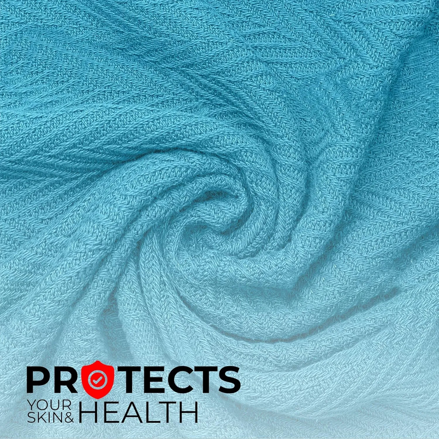 EUROTEX 100% Cotton Twin Size Blanket - Soft, Breathable, Lightweight Thermal Blanket for Summer, Spring, Fall - Herringbone Weave for Couch, Sofa - Teal (66x90 in)