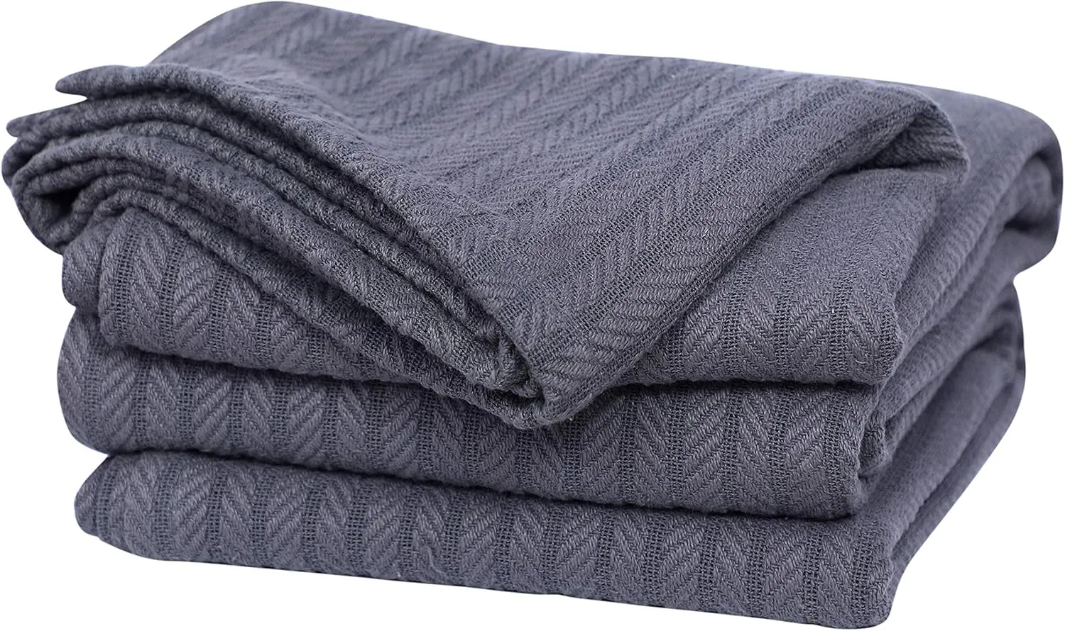 EUROTEX 100% Cotton Twin Size Blanket - Soft Breathable Thin Lightweight Thermal for Summer, Spring and Fall - Cable Weave for Bed, Couch, Sofa (Grey 66x90 in)
