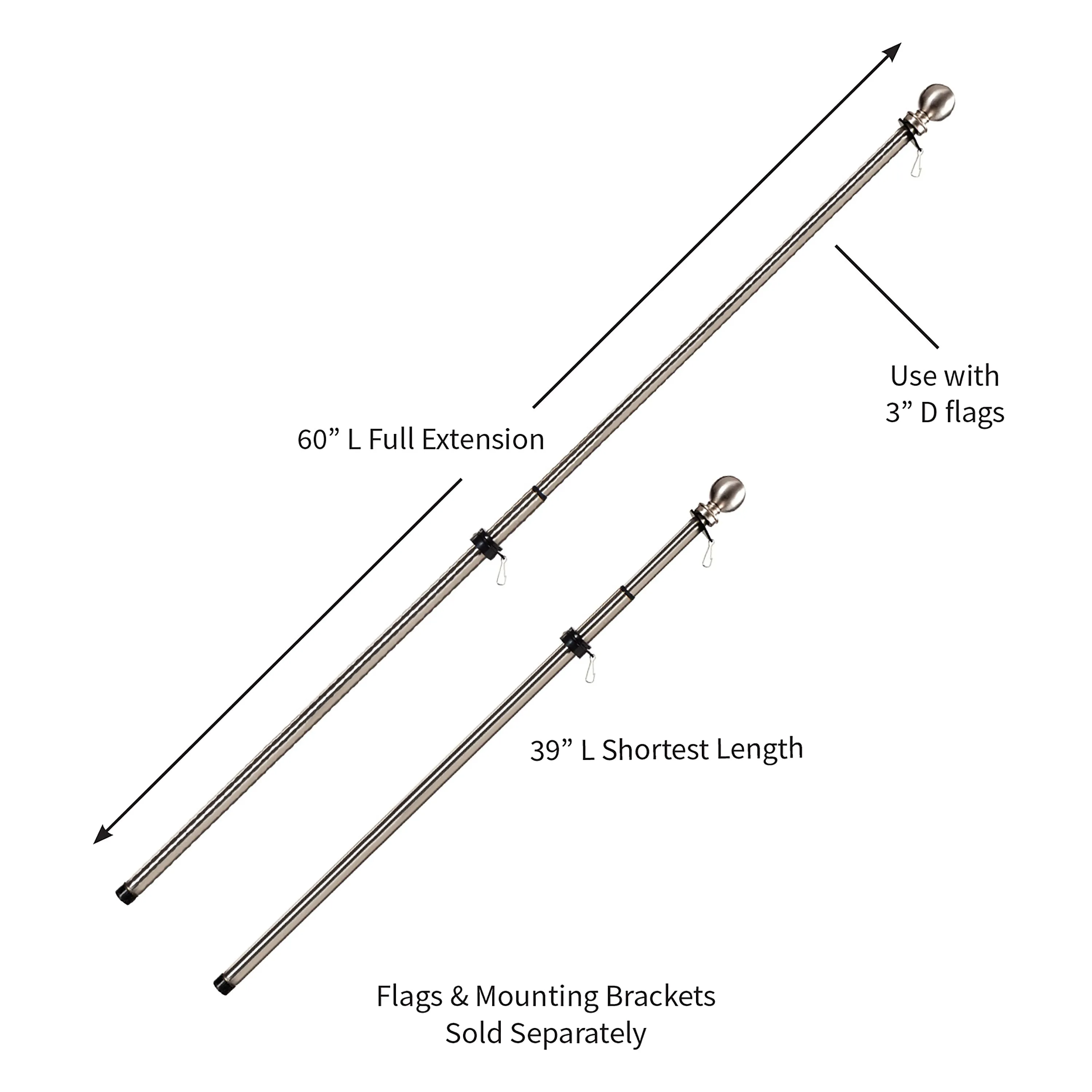 Extendable Metal House Flag Pole