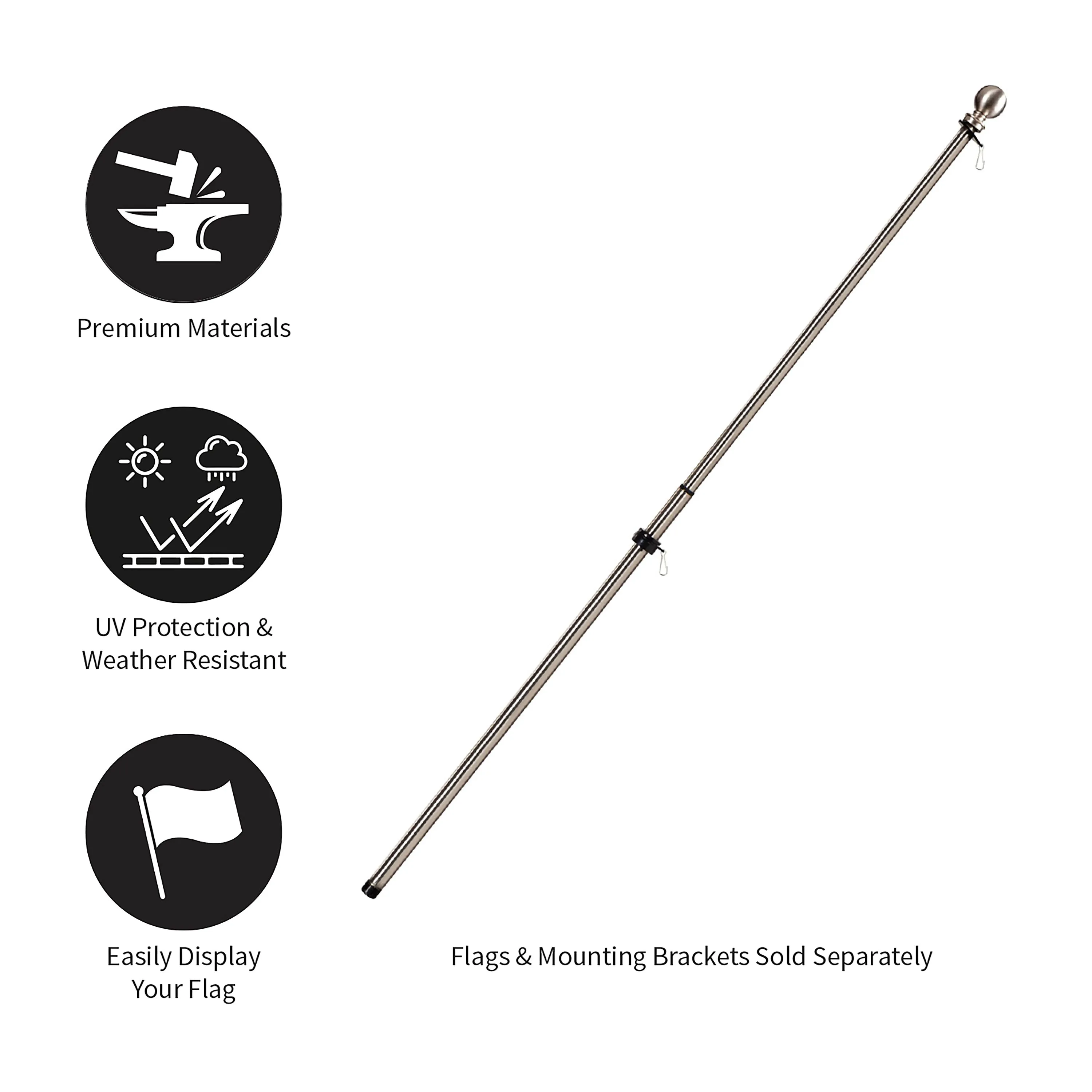 Extendable Metal House Flag Pole