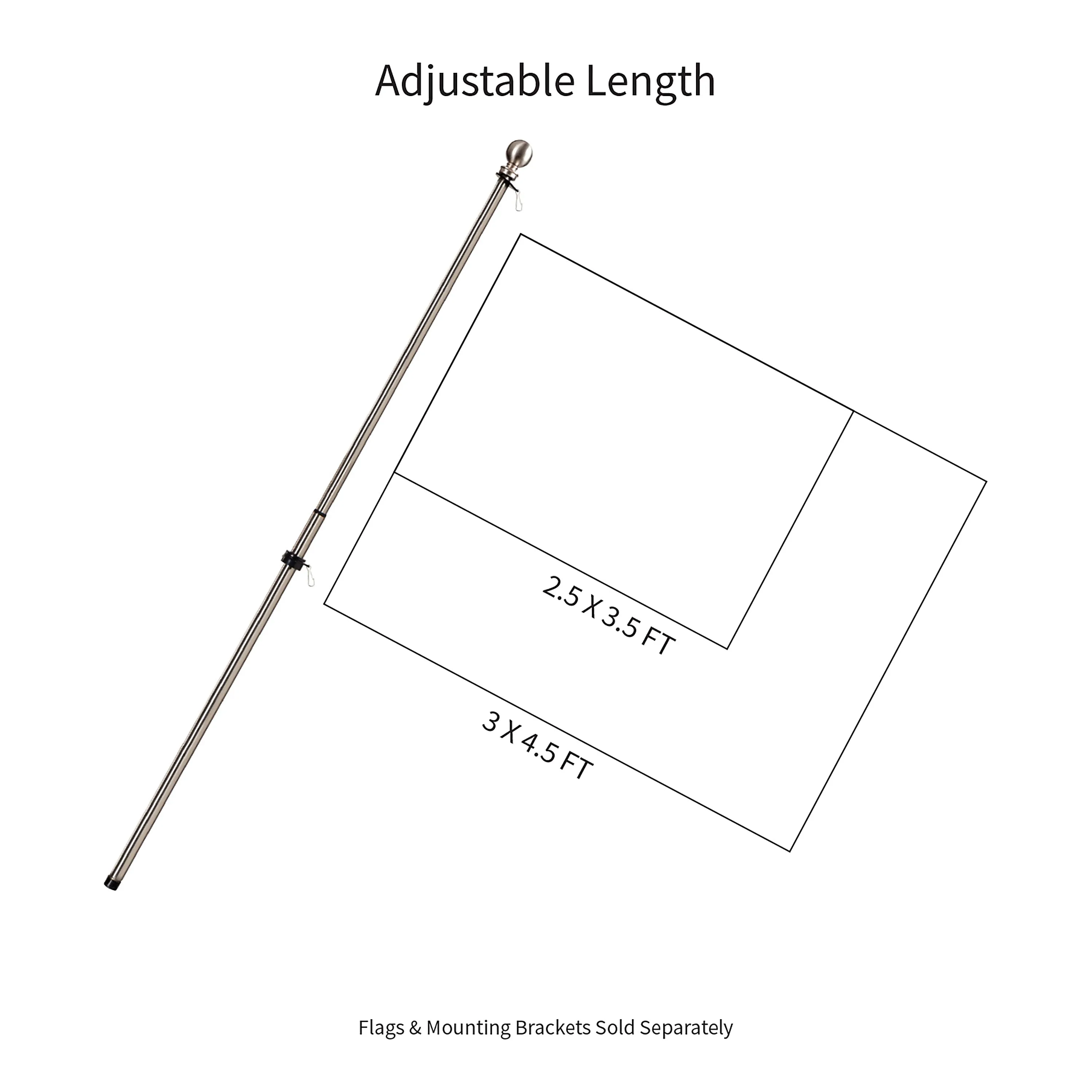 Extendable Metal House Flag Pole