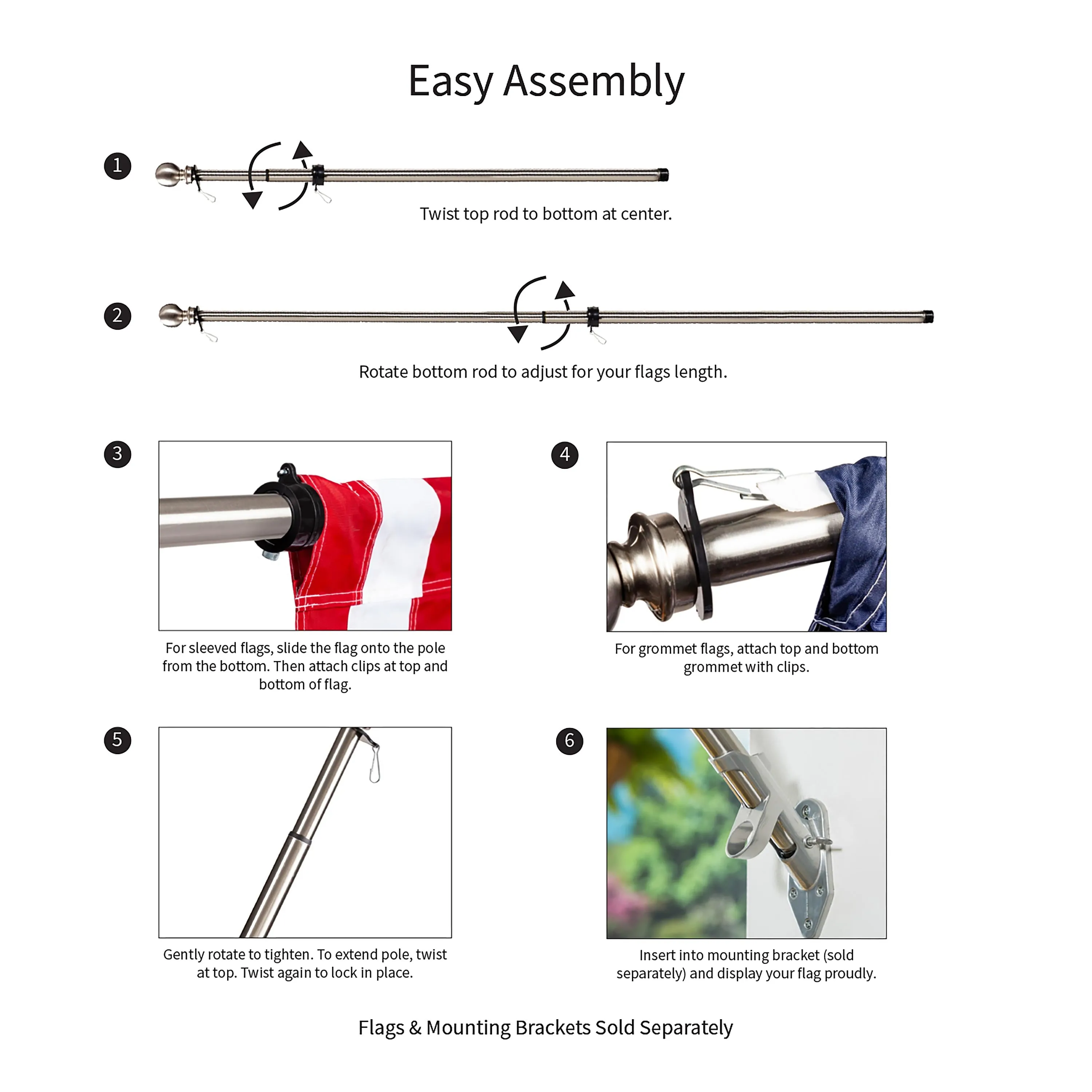 Extendable Metal House Flag Pole