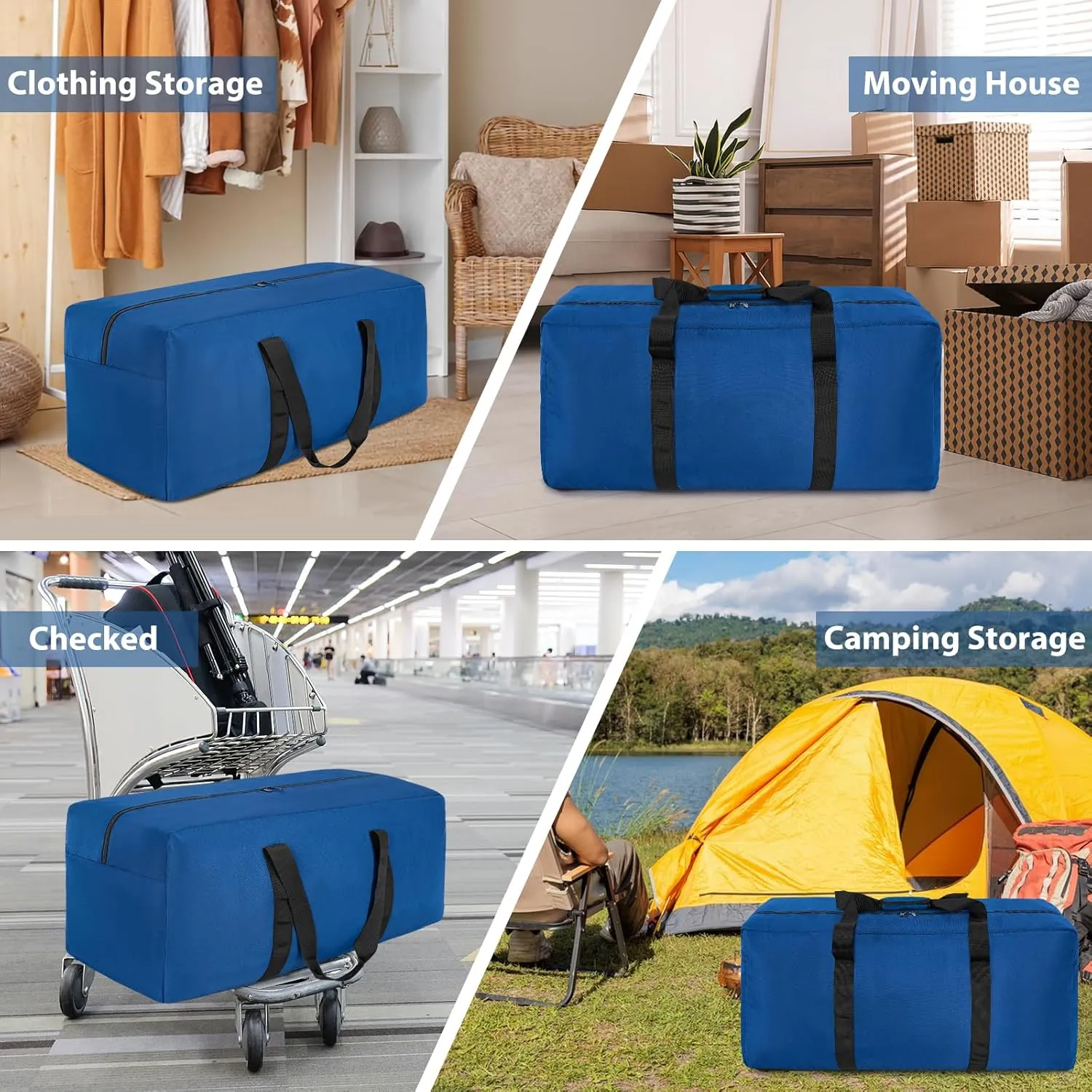 Extra Large Travel Duffle Bag, 160L Gear Bag for Men and Women, Storage Bag Ideal for Overnight Camping and Weekend Getaways, Dark Blue