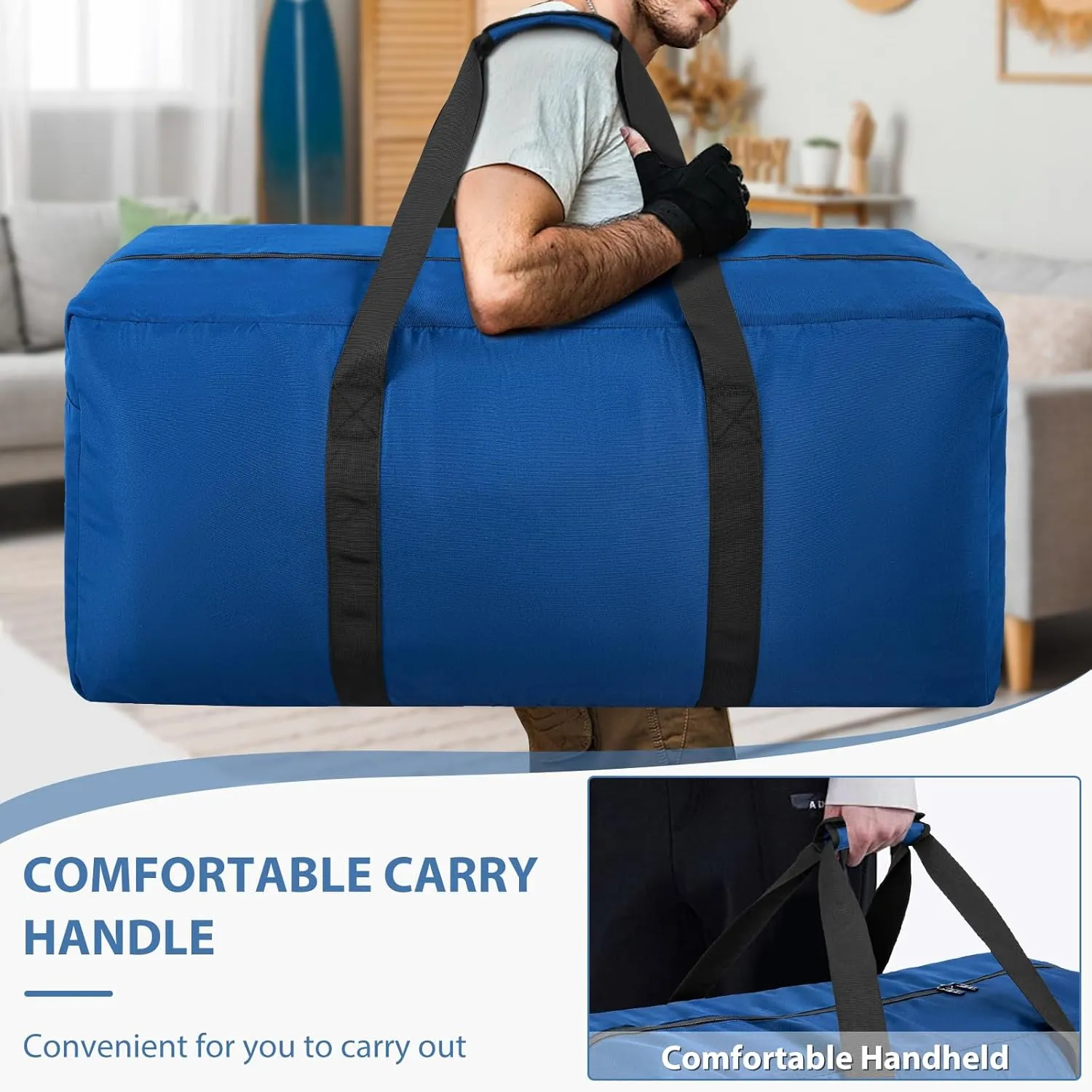 Extra Large Travel Duffle Bag, 160L Gear Bag for Men and Women, Storage Bag Ideal for Overnight Camping and Weekend Getaways, Dark Blue