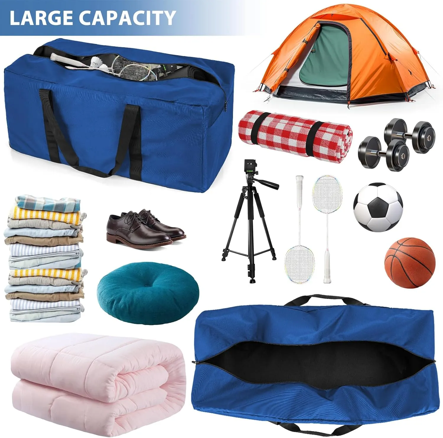Extra Large Travel Duffle Bag, 160L Gear Bag for Men and Women, Storage Bag Ideal for Overnight Camping and Weekend Getaways, Dark Blue