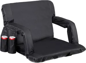 F2C Folding Stadium Seats - 25" Extra-Wide Seat with Back Support, 6 Reclining Positions, Adjustable Armrests, Padded Cushion, Waterproof Design, Ideal for Bleachers, Camping, Sports Events, Straps