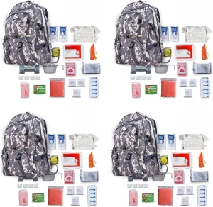 Family 4 Pack - B72 - Pro Series Deluxe Camo 72 Hour Emergency Backpack Survival Kit for 1 Person | Survival Kit for Wildfires, Earthquake, Tornado, Hurricane, and Other Emergencies