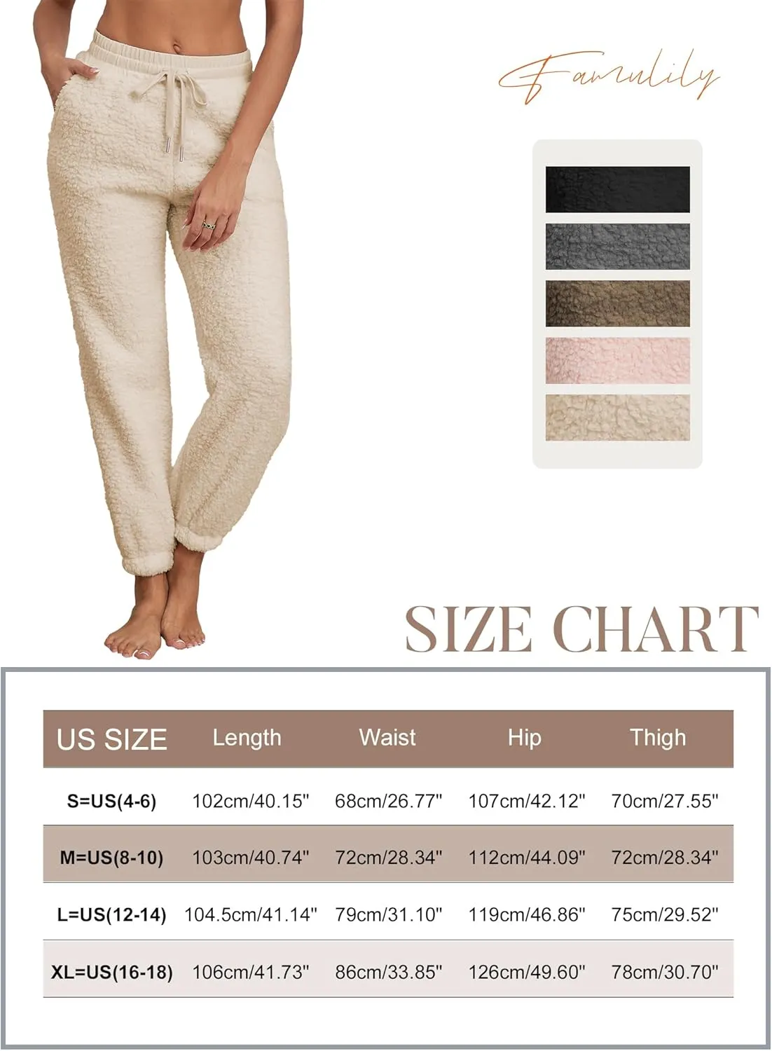Famulily Womens Winter Sherpa Fleece Sweatpants Drawstring Waist Joggers Pants Thick Thermal Trousers with Pockets