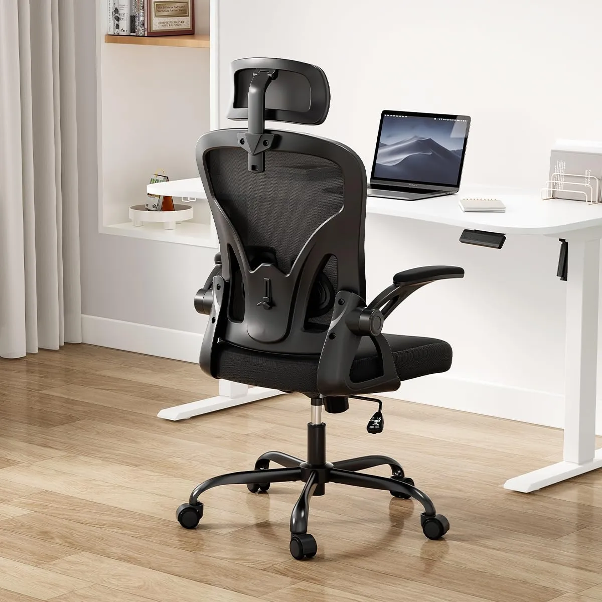Farini Ergonomic Office Chair, Home Office Desk Chair with Headrest, High Back Computer Chair with Armrests and Adjustable Lumbar Support.for Home Office Study Room Bedroom, Black & Black