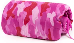 Farm Blue Pink Camo Military Camping Blanket - Woobie Blanket Poncho Liner - for Hiking Gear, Backpacking and Car Survival Blankets - Unique New Pretty N Pink Custom Pattern Avail at
