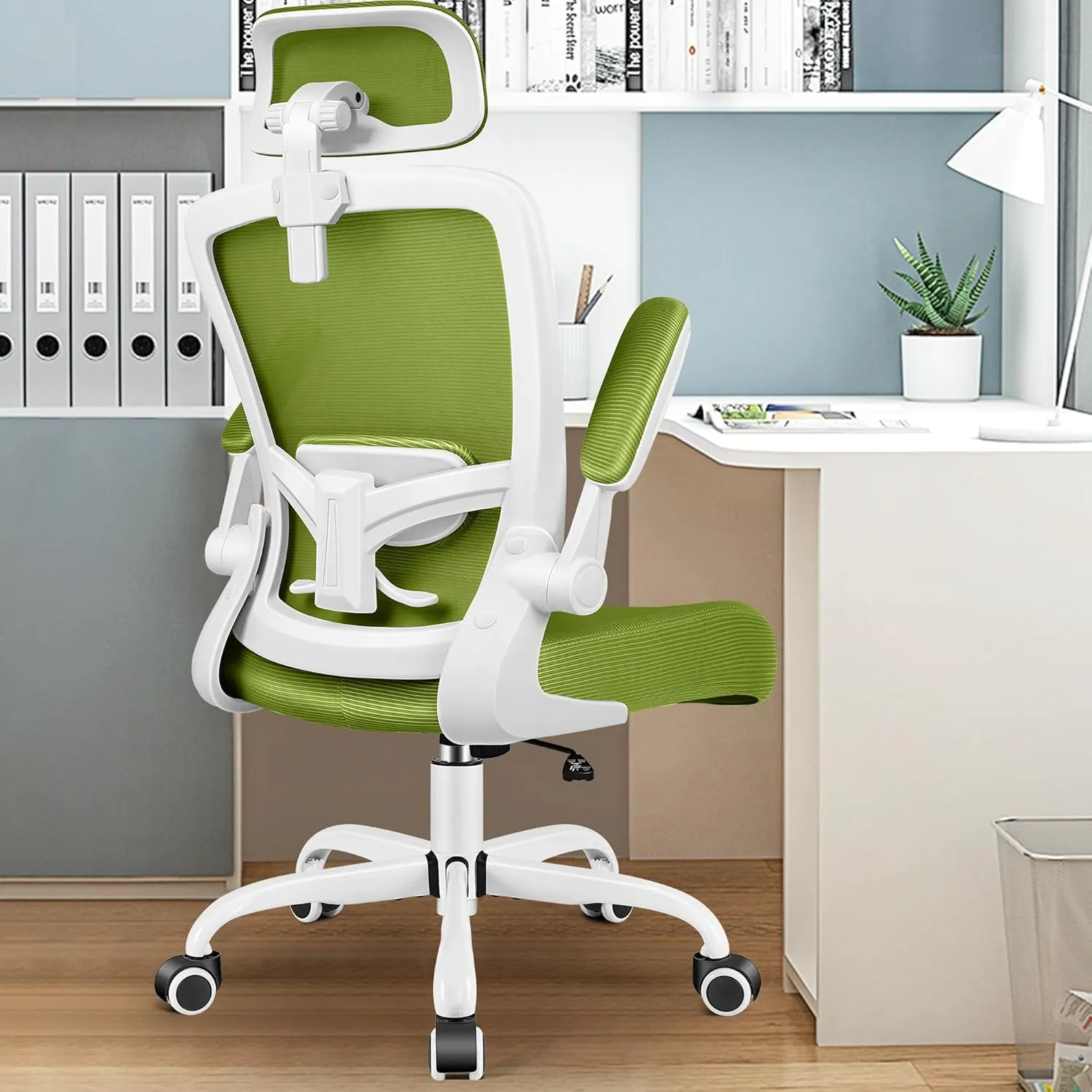 FelixKing Ergonomic Office Chair, Adjustable Lumbar Support, Swivel Chair with HighBack and Armrest, Adjustable Height Gaming Chair, Avocado Green