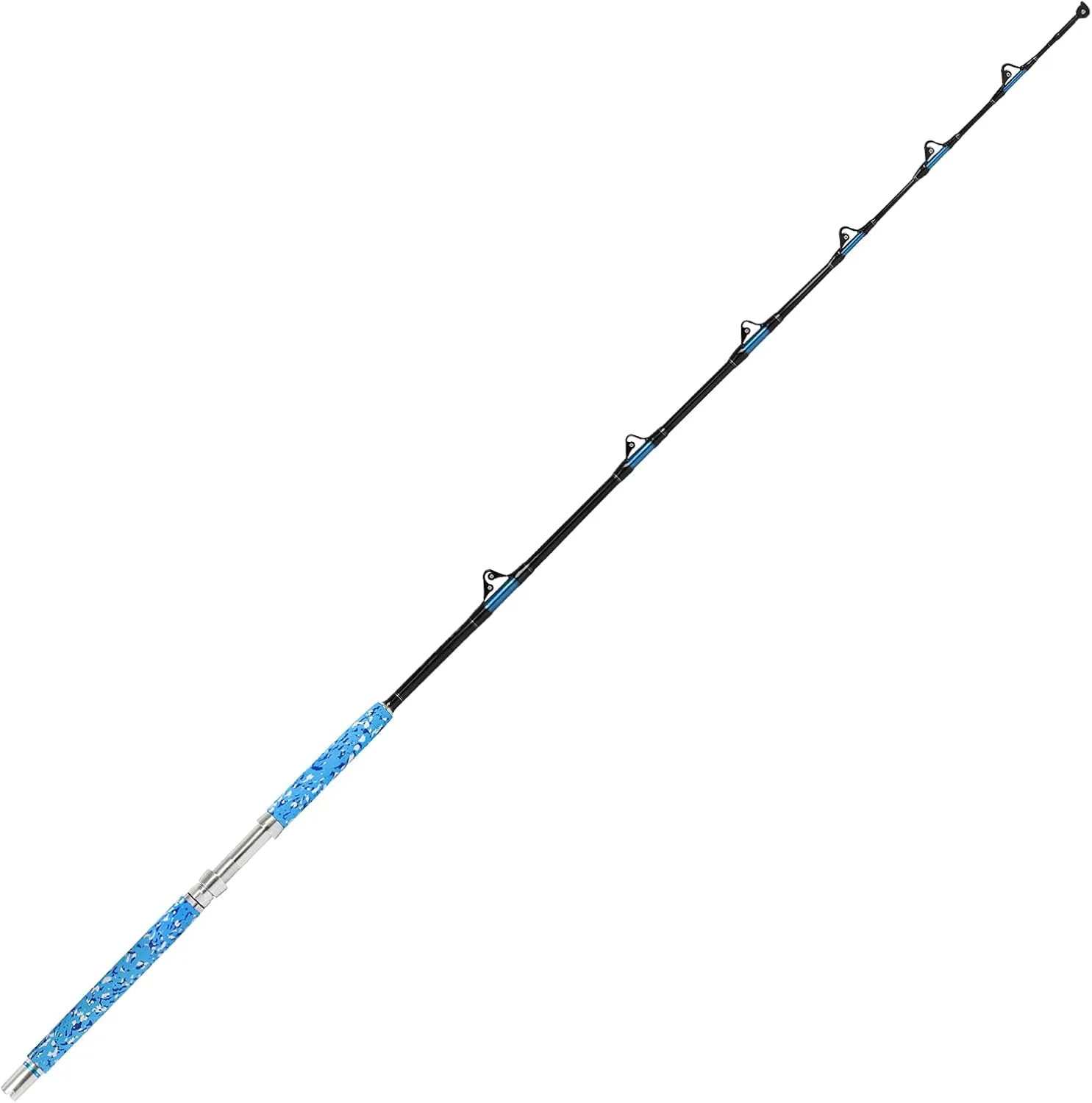 Fiblink Fishing Trolling Rod 1 Piece Saltwater Offshore Heavy Roller Rod Big Game Conventional Boat Camo Fishing Pole (6'6",30-50lb/50-80lb/80-120lb)