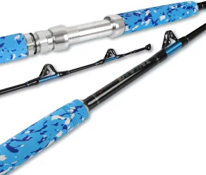 Fiblink Fishing Trolling Rod 1 Piece Saltwater Offshore Heavy Roller Rod Big Game Conventional Boat Camo Fishing Pole (6'6",30-50lb/50-80lb/80-120lb)