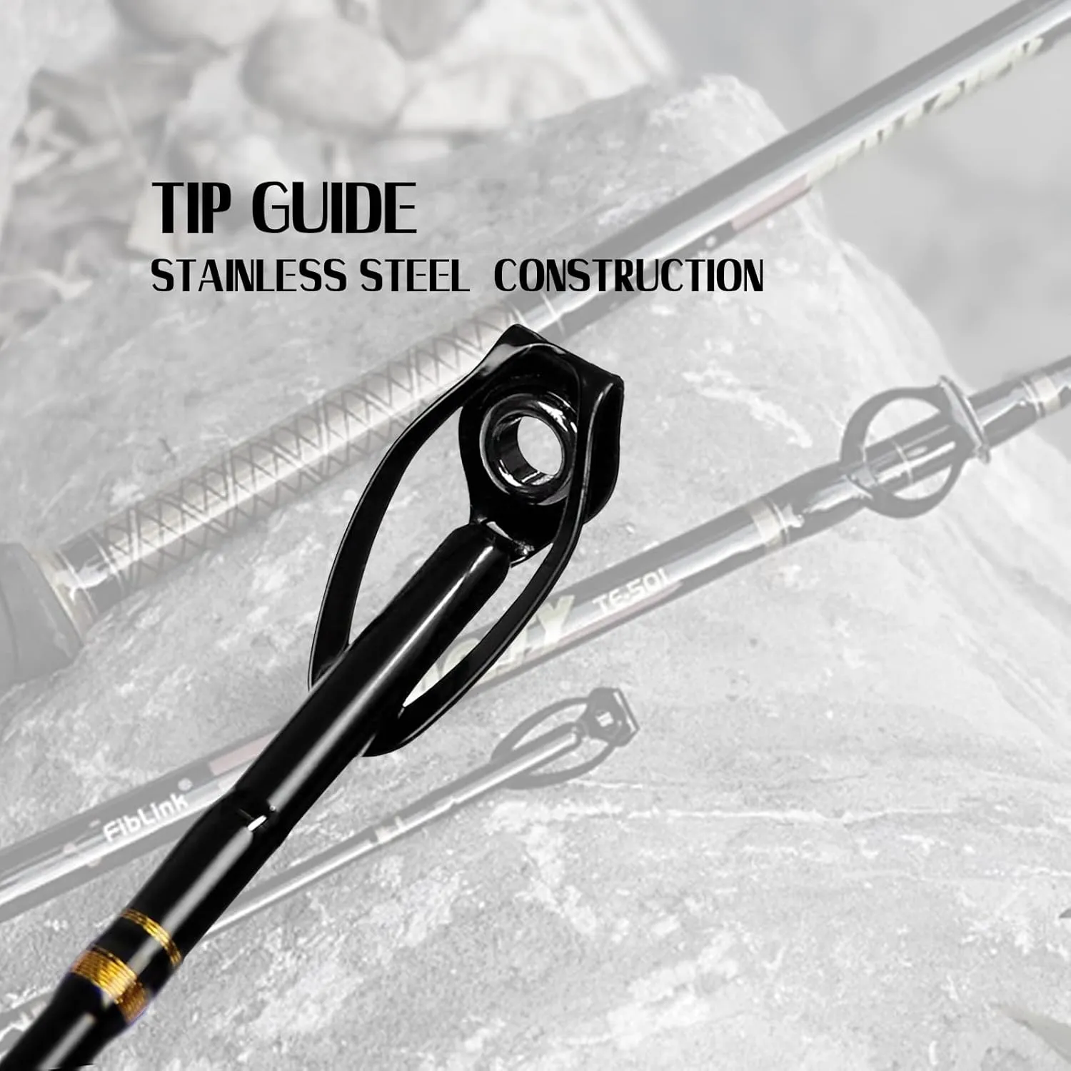 Fiblink Fishing Trolling Rod - 1/2 Piece Saltwater Offshore Rod - Heavy Duty Boat Fishing Pole (30-50lbs/50-80lbs/80-120lbs)