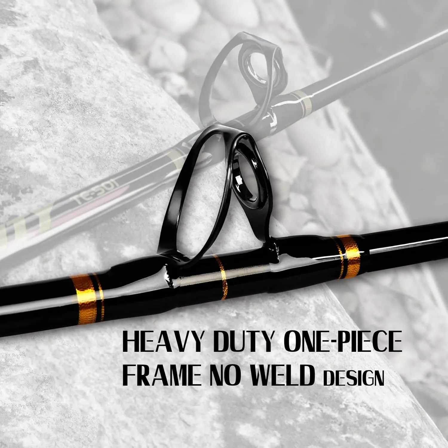 Fiblink Fishing Trolling Rod - 1/2 Piece Saltwater Offshore Rod - Heavy Duty Boat Fishing Pole (30-50lbs/50-80lbs/80-120lbs)