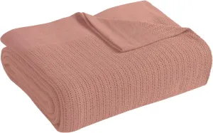 Fiesta - King Blanket, 100% Cotton with Thermal Weave, Lightweight & Breathable Cotton Bedding, Ideal for All Seasons (King, Peony)