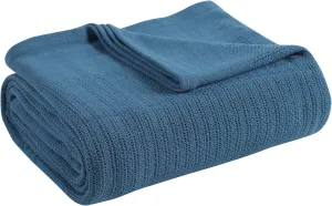 Fiesta - King Blanket, Soft Thermal Cotton Blanket (King, Lapis)
