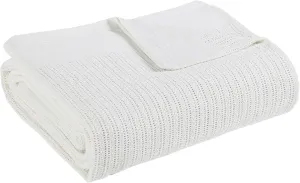 Fiesta - King Blanket, Soft Thermal Cotton Blanket (King, White)