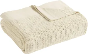 Fiesta - Twin/Twin XL Blanket, Thermal Weave Cotton, Cozy Home Decor (Twin/Twin XL, Cream)