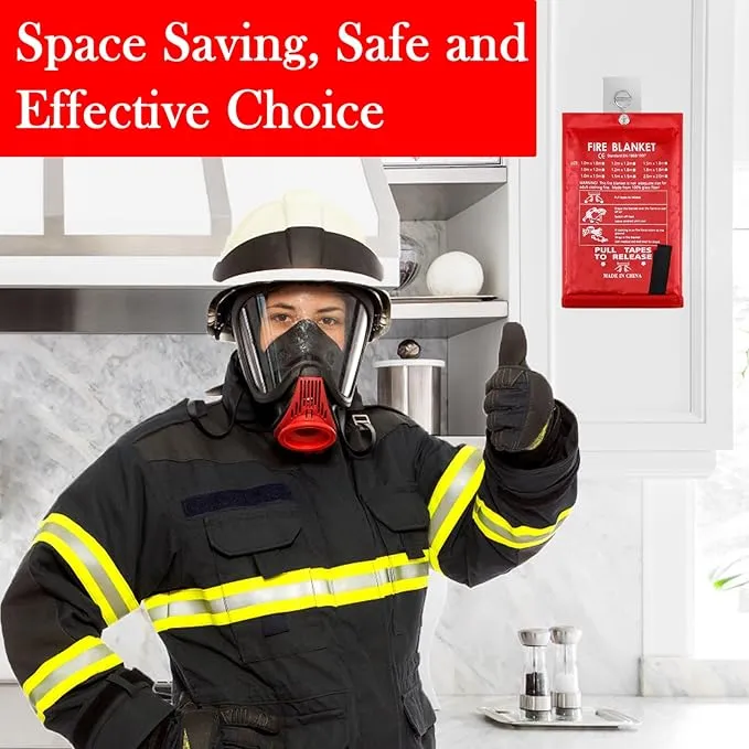 Fire Blanket, 4 Pack Fire Blanket Emergency for Home, Fiberglass Fire Blanket