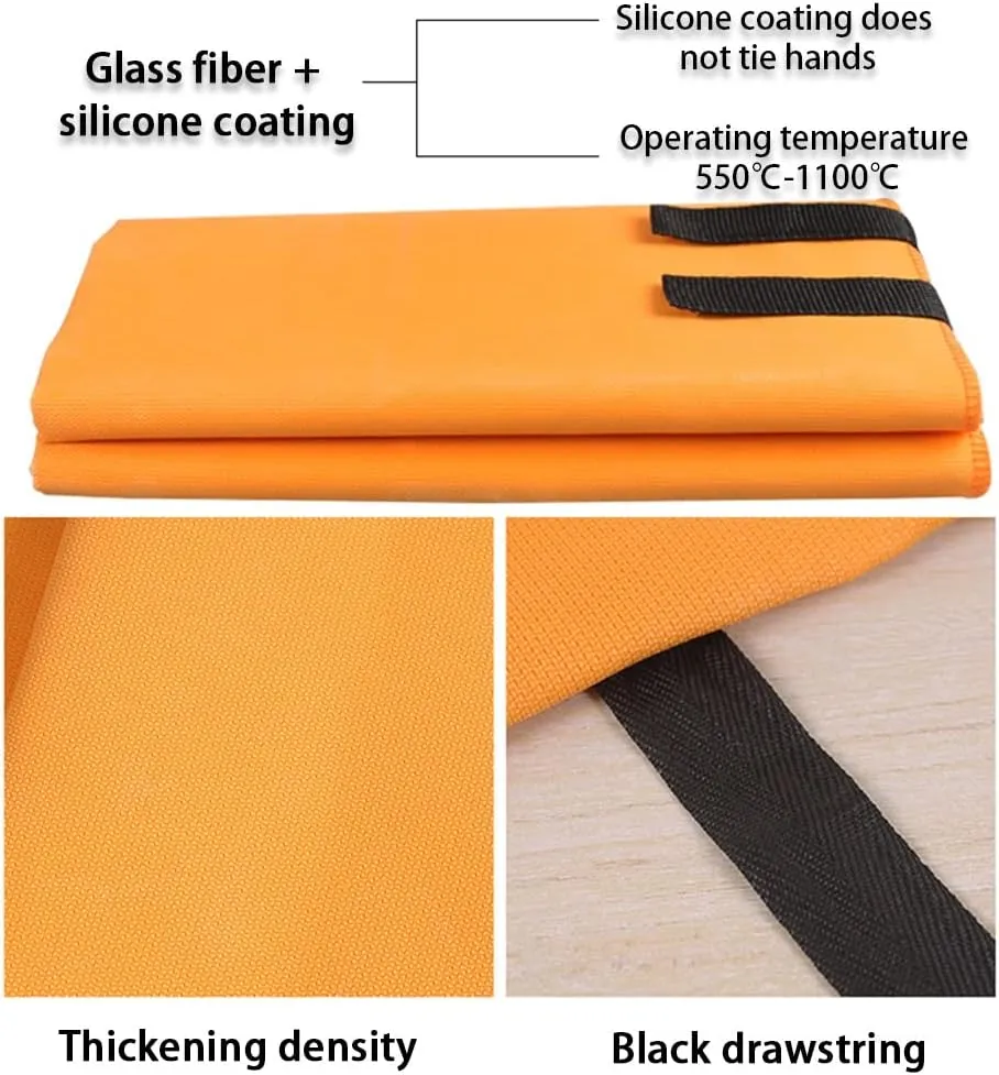 Fire Blanket Double-Sided Silicone Coating Fire Blanket, Fire Escape Self-Rescue Blanket, Simple Operation Emergency Blankets, 3 Kinds of Packaging (Color : Bagged, Size : 39 * 39inches)