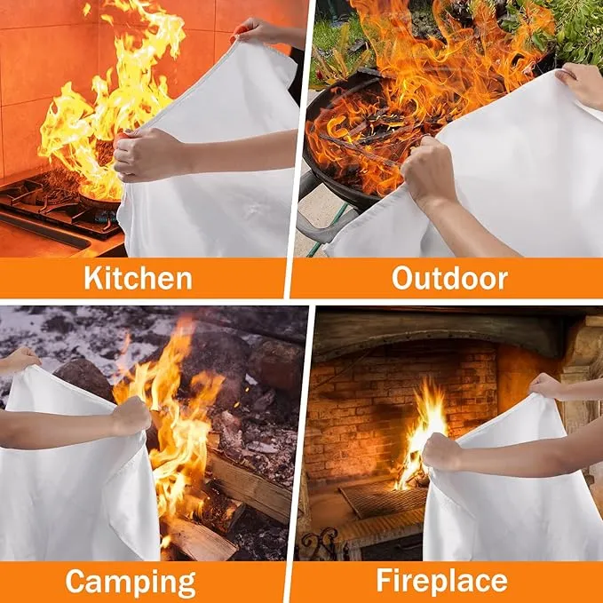 Fire Blanket Emergency for Home Kitchen - 39.4"x39.4" Flame Suppression Fiberglass Fire Extinguisher for Camping, Grill, Car, Office, Warehouse, Fireplace, Survival, Safety Altaz (8 Pack)